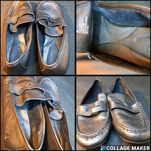 Women flat Loafers shoes, black size 10